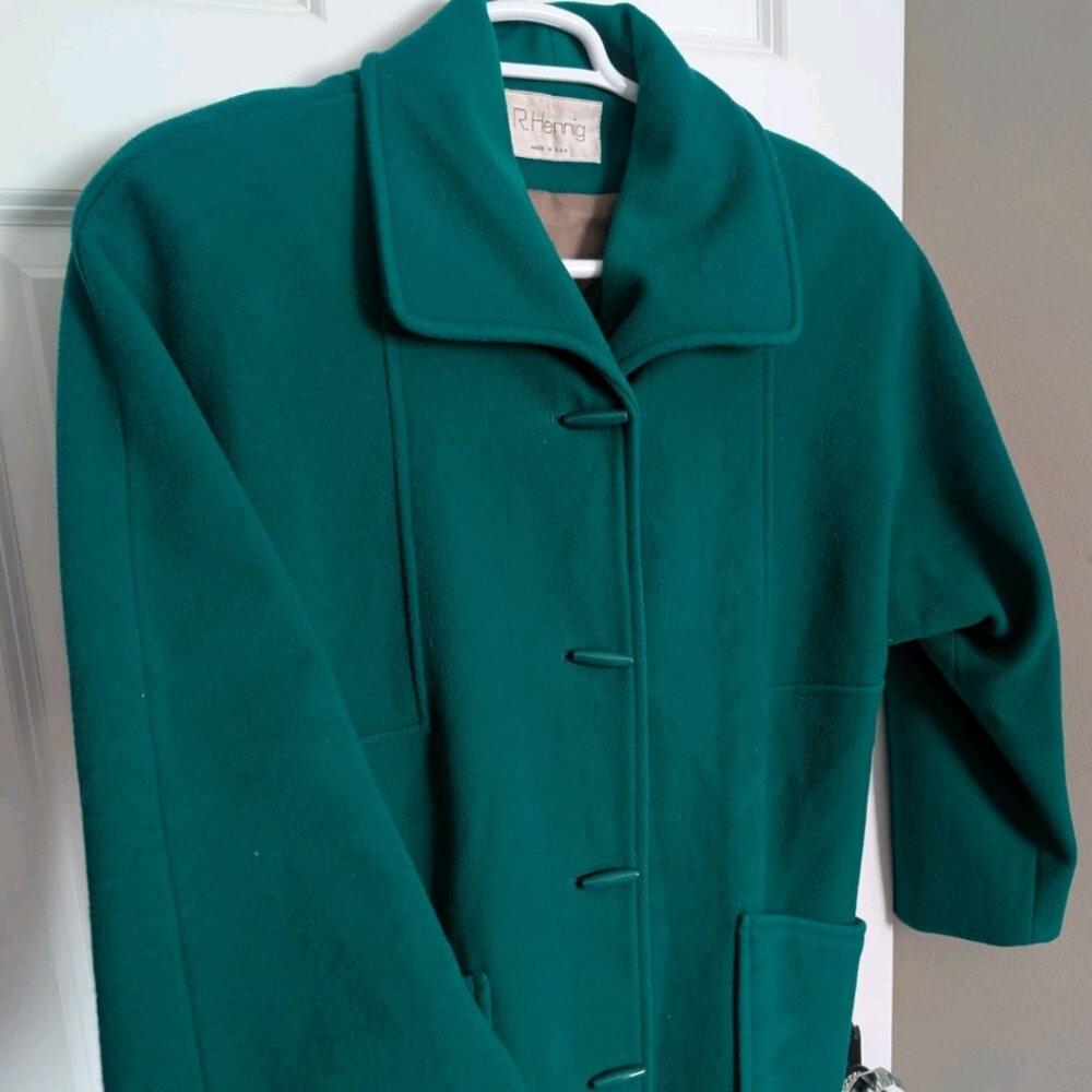 Vintage R Hennig 100% Wool Made in USA Button Jacket Coat - Picture 3 of 7